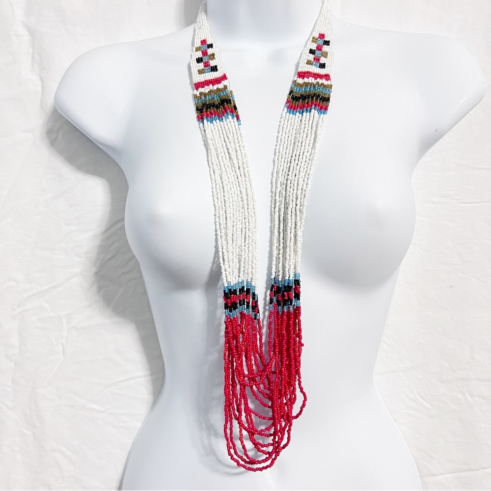Ceremonial Tribal Necklace Mostly White